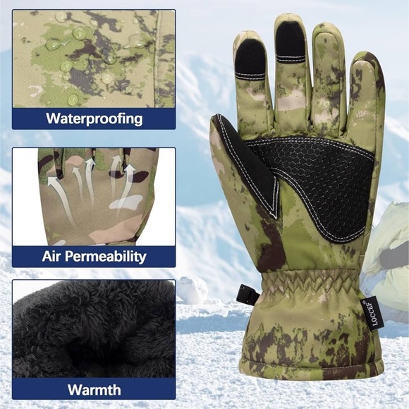 Camouflage Hunting Winter, Work, Sports Gloves SIZE LARGE - Picture 3 of 3